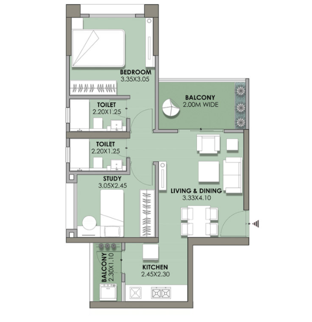 Puranik Abitante Bavdhan 2BHK Plan