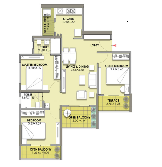 Puranik Abitante Bavdhan 3BHK Plan